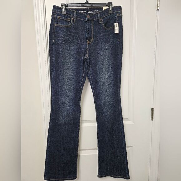 NWT OLD NAVY Jeans Women’s 10L (31x33) Blue Curvy Profile Mid-Rise Bootcut Boho - Picture 1 of 10